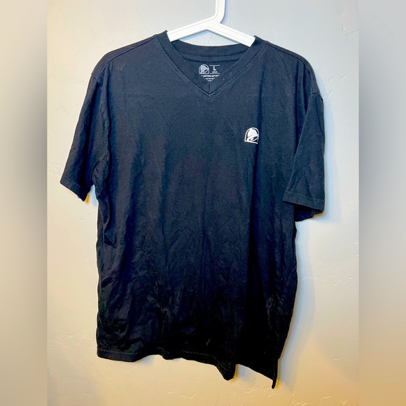 Taco Bell Employee V-Neck Tee Shirt - Black Multicolor Logo - Picture 1 of 3